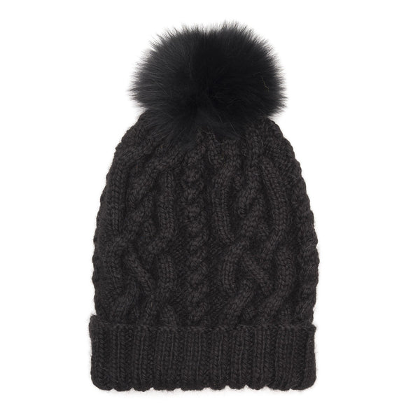 ANDREA HAND-KNIT BEANIE IN BLACK - THE BOX BOUTIQUE