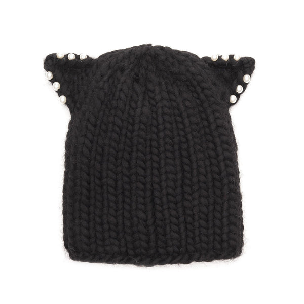 FELIX CHUNKY HAND-KNIT BEANIE IN BLACK - THE BOX BOUTIQUE
