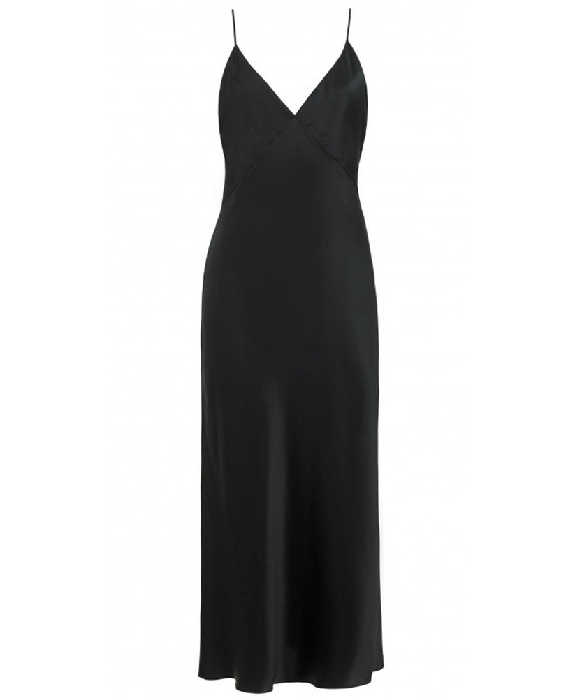 ISSA JET BLACK SILK SLIP DRESS - THE BOX BOUTIQUE