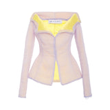 ETHEL OFF THE SHOULDER FITTED JACKET - THE BOX BOUTIQUE