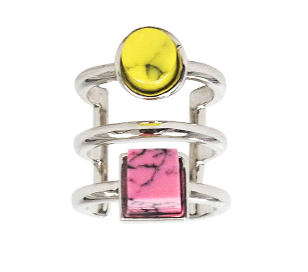 BTS 10 MIDI RING WITH YELLOW AND PINK - THE BOX BOUTIQUE