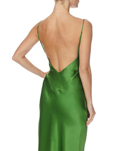 ISSA GREEN FLASH SILK SLIP DRESS - THE BOX BOUTIQUE