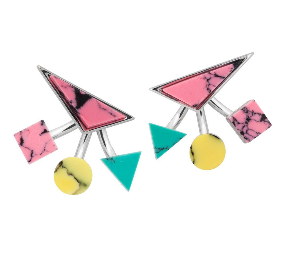 BTS8 EARRINGS WITH YELLOW, PINK AND TURQUOISE - THE BOX BOUTIQUE