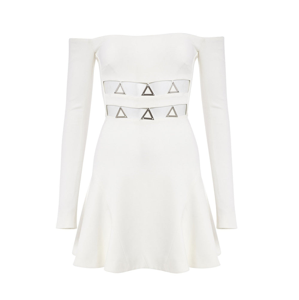 METAL EMBROIDERED DRESS WITH CUT OUTS - THE BOX BOUTIQUE