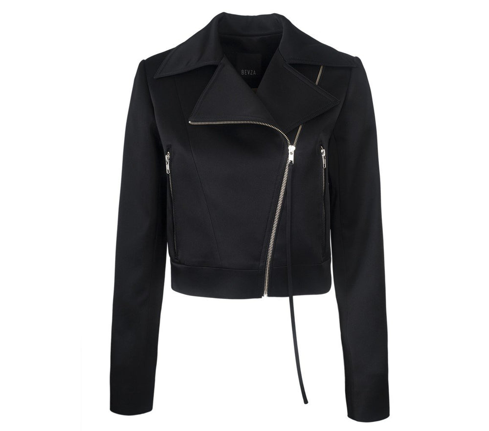 SATIN BIKER JACKET - THE BOX BOUTIQUE