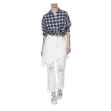 DOUBLE CLASSIC DISTRESSED JEANS IN WHITE - THE BOX BOUTIQUE