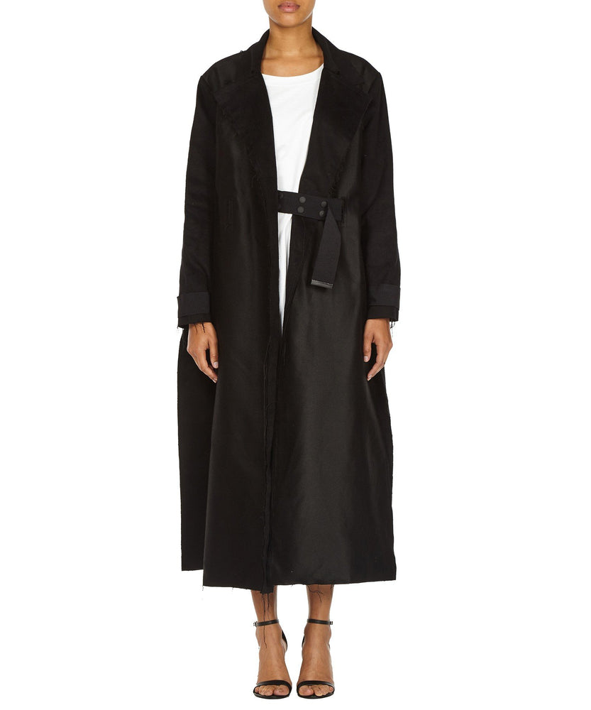 BLACK LONG SLIT COAT - THE BOX BOUTIQUE