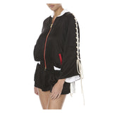 I CAN AND I WILL BLACK SATIN BOMBER JACKET - THE BOX BOUTIQUE