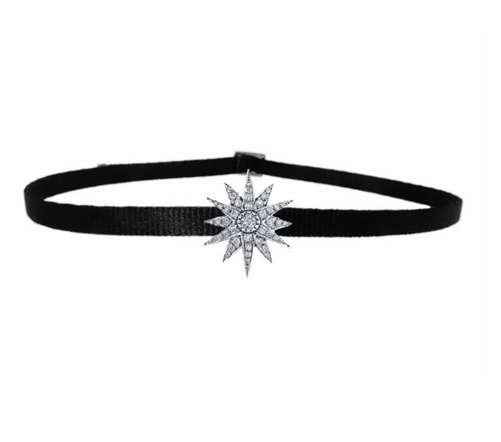 SINGLE STARBURST CHOKER IN WHITE GOLD - THE BOX BOUTIQUE