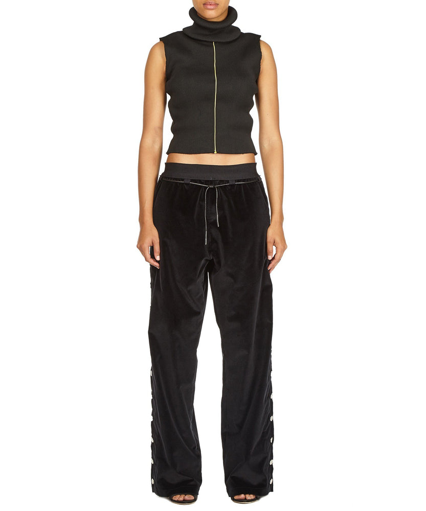 TROUSERS WITH SIDE BUTTONS IN BLACK - THE BOX BOUTIQUE