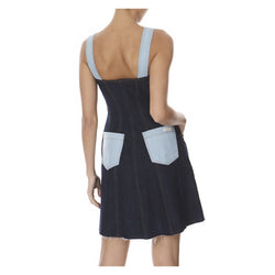 DENIM MINI STRUCTURED OVERALL DRESS - THE BOX BOUTIQUE