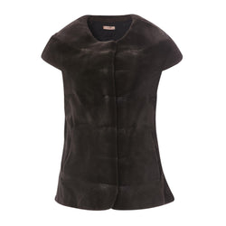 BROWN SHAVED MINK FUR GILET - THE BOX BOUTIQUE