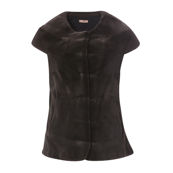 BROWN SHAVED MINK FUR GILET - THE BOX BOUTIQUE