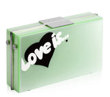 LOVE IS GREEN PERSPEX BAG - THE BOX BOUTIQUE
