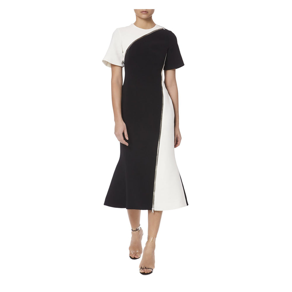 ZIP DETAIL FIT AND FLARE MIDI DRESS - THE BOX BOUTIQUE