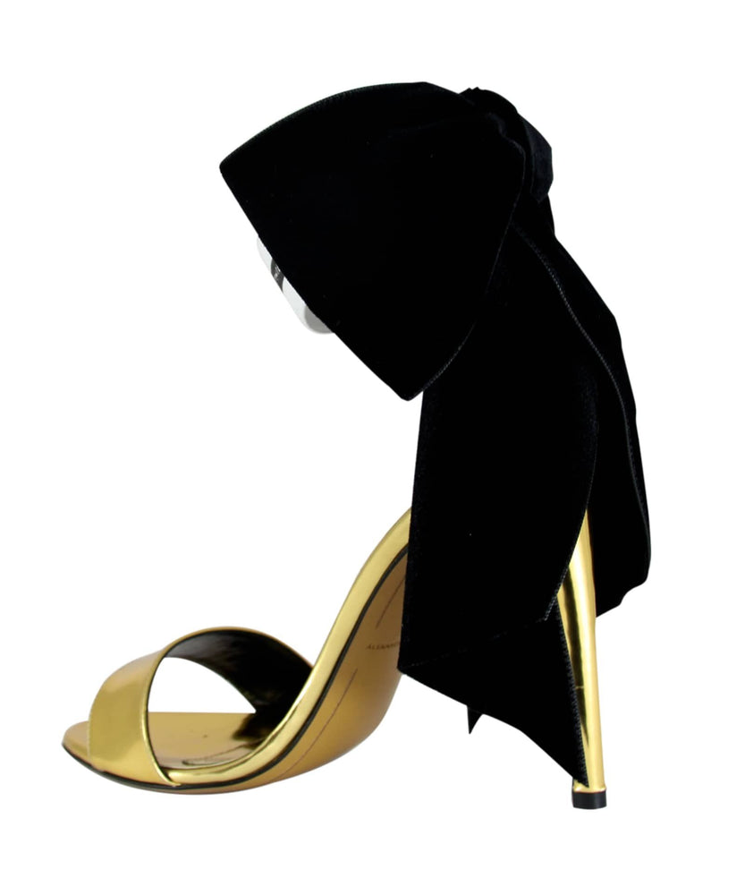 BOW DOWN GOLDEN PATENT SANDALS - THE BOX BOUTIQUE