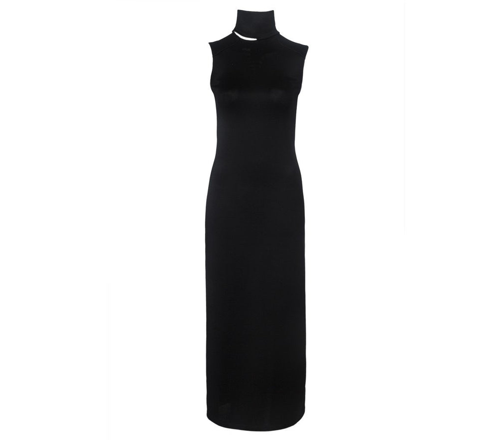 HIGH-NECK STRETCH-KNIT DRESS - THE BOX BOUTIQUE