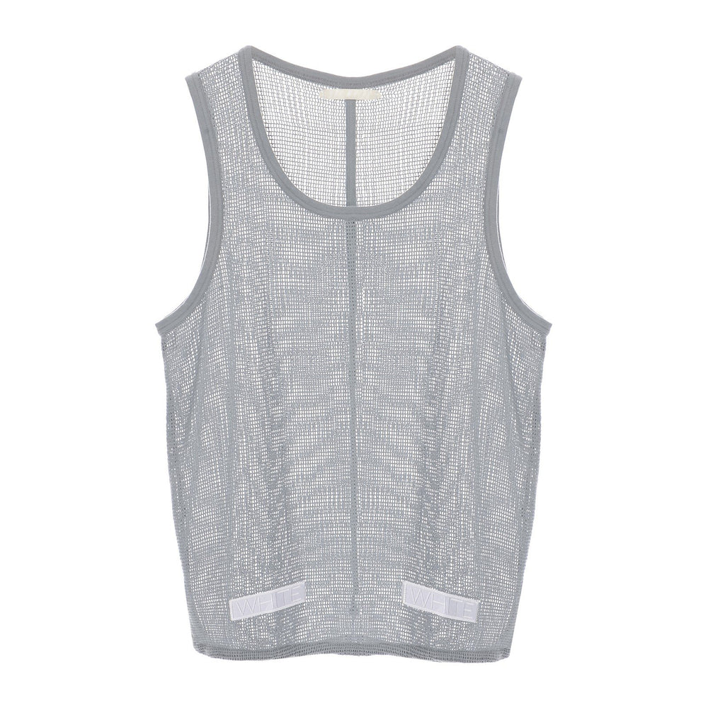DUSTY BLUE RAW CUT EDGE TANK TOP - THE BOX BOUTIQUE
