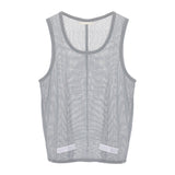 DUSTY BLUE RAW CUT EDGE TANK TOP - THE BOX BOUTIQUE