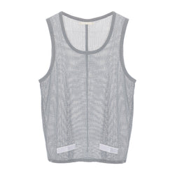 DUSTY BLUE RAW CUT EDGE TANK TOP - THE BOX BOUTIQUE