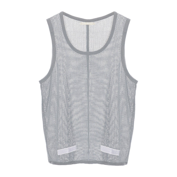 DUSTY BLUE RAW CUT EDGE TANK TOP - THE BOX BOUTIQUE