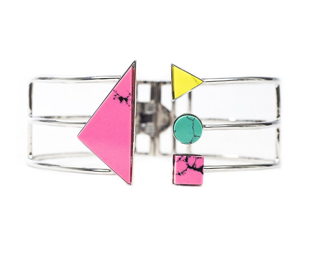 BT 5 COLLAR NECKLACE WITH TURQUOISE, YELLOW AND PINK - THE BOX BOUTIQUE