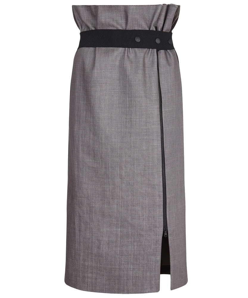 ZIP PENCIL SKIRT IN GREY - THE BOX BOUTIQUE