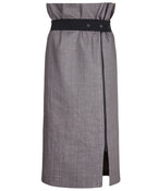 ZIP PENCIL SKIRT IN GREY - THE BOX BOUTIQUE