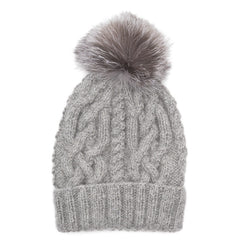 ANDREA HAND-KNIT BEANIE IN LIGHT GREY - THE BOX BOUTIQUE