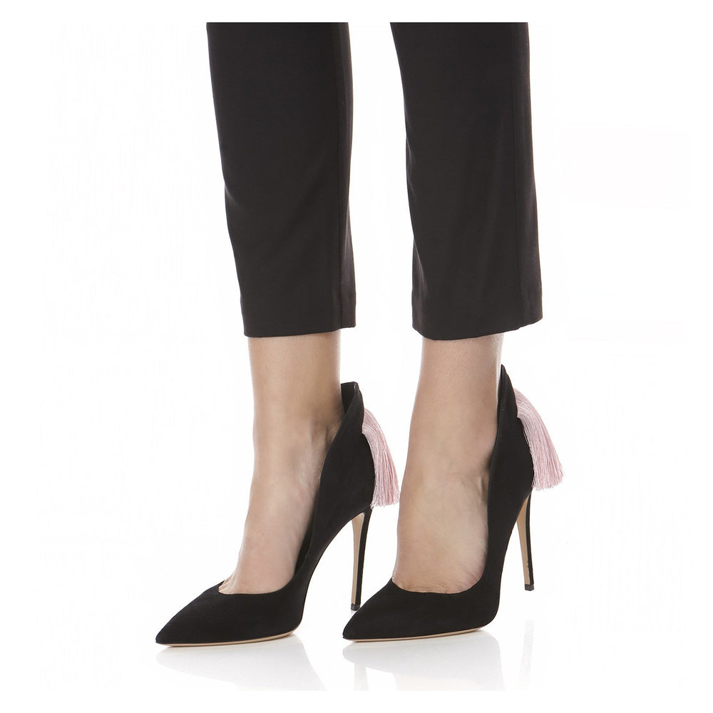 LOUISA PUMPS BLACK WITH PINK FRINGE - THE BOX BOUTIQUE