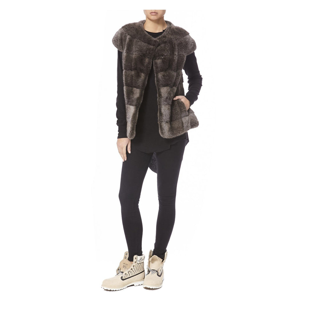 BROWN MAGNUM FUR GILET - THE BOX BOUTIQUE