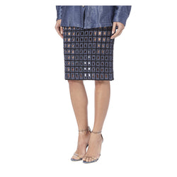 SAFARI SKIRT IN BLUE RAFIA - THE BOX BOUTIQUE