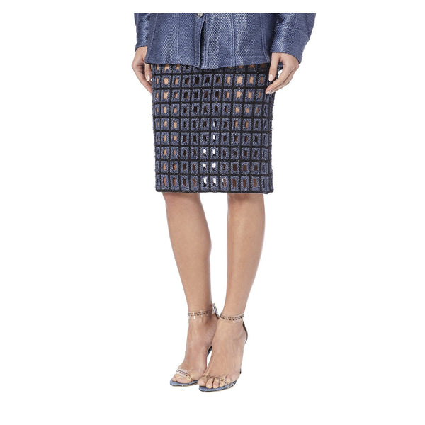 SAFARI SKIRT IN BLUE RAFIA - THE BOX BOUTIQUE