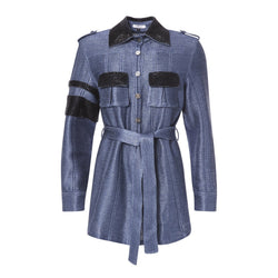 SAFARI JACKET IN BLUE RAFIA - THE BOX BOUTIQUE