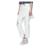DOUBLE CLASSIC DISTRESSED JEANS IN WHITE - THE BOX BOUTIQUE