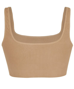 CAMEL RIBBED BRA - THE BOX BOUTIQUE