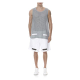 DUSTY BLUE RAW CUT EDGE TANK TOP - THE BOX BOUTIQUE