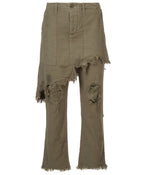 SURPLUS DOUBLE LAYERED JEANS IN OLIVE - THE BOX BOUTIQUE