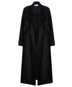 BLACK LONG SLIT COAT - THE BOX BOUTIQUE