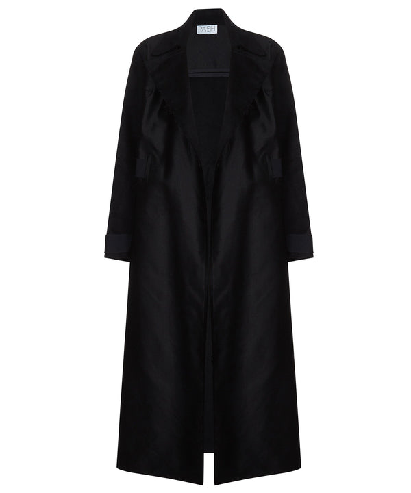 BLACK LONG SLIT COAT - THE BOX BOUTIQUE