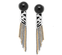 BRAID 22 RHODIUM PLATED BLACK EARRINGS - THE BOX BOUTIQUE