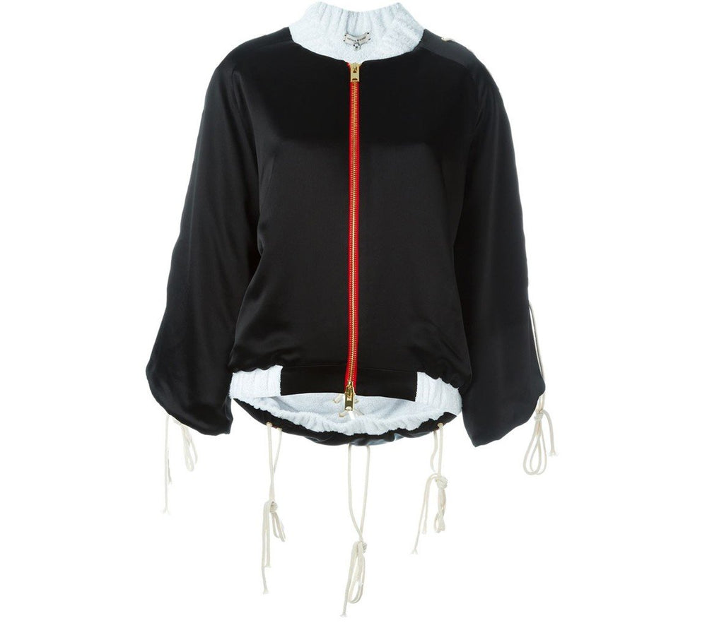 I CAN AND I WILL BLACK SATIN BOMBER JACKET - THE BOX BOUTIQUE
