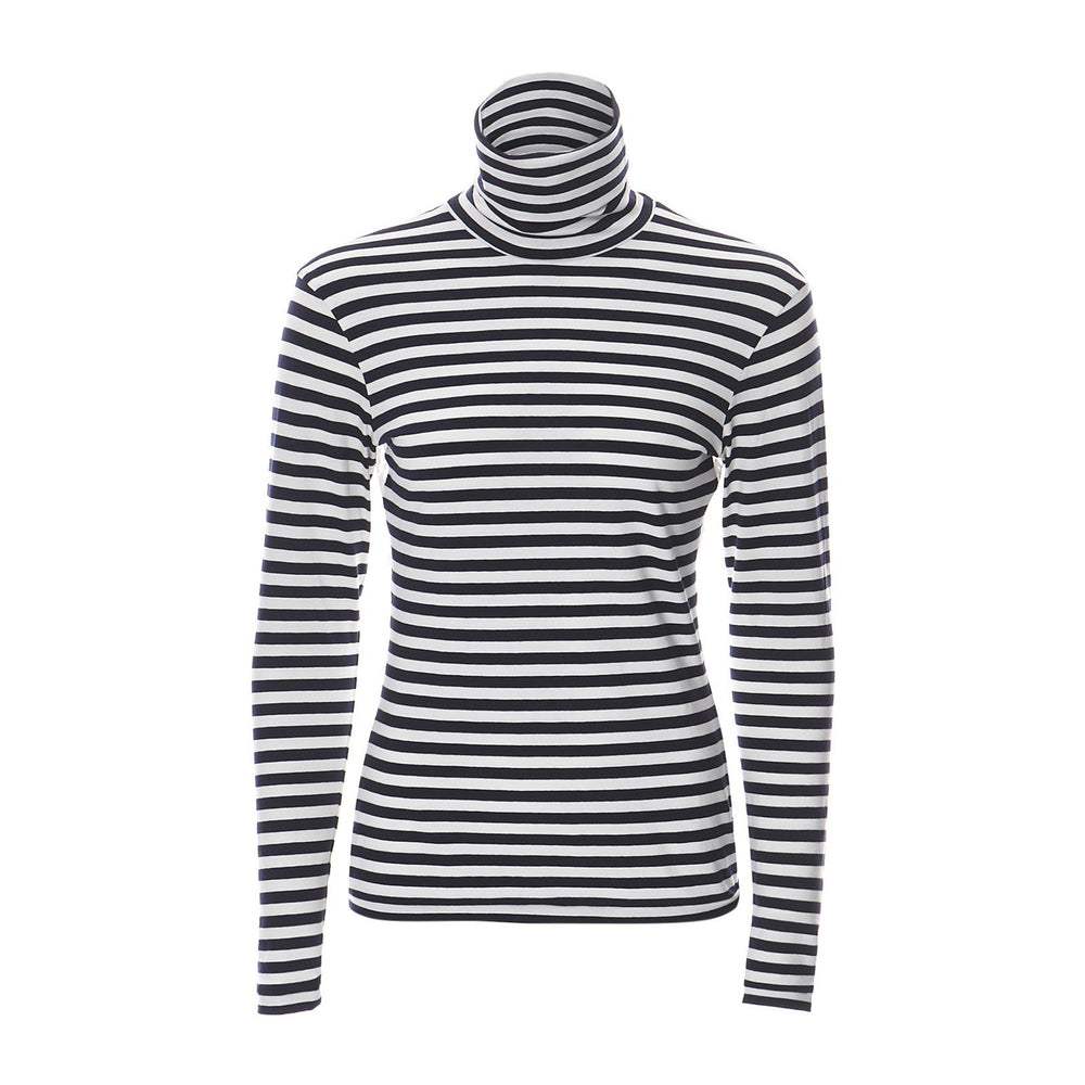 STRIPED TURTLENECK TOP WITH LACE BACK - THE BOX BOUTIQUE