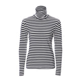 STRIPED TURTLENECK TOP WITH LACE BACK - THE BOX BOUTIQUE