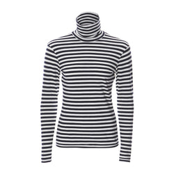 STRIPED TURTLENECK TOP WITH LACE BACK - THE BOX BOUTIQUE