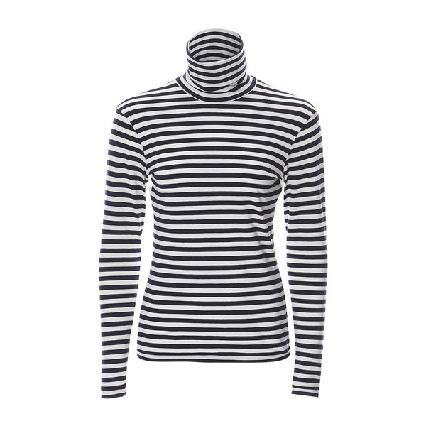 STRIPED TURTLENECK TOP WITH LACE BACK - THE BOX BOUTIQUE