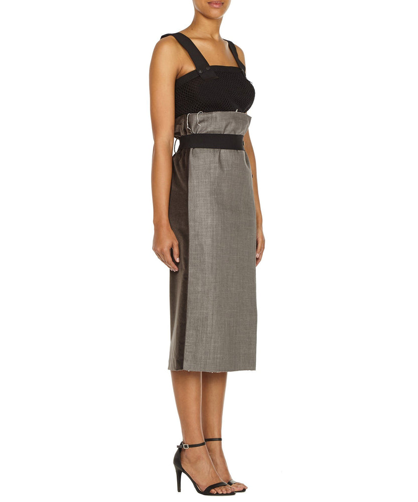 ZIP PENCIL SKIRT IN GREY - THE BOX BOUTIQUE