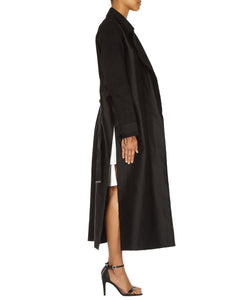 BLACK LONG SLIT COAT - THE BOX BOUTIQUE