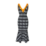 CONTRAST TRIM FIT AND FLARE KNIT DRESS - THE BOX BOUTIQUE