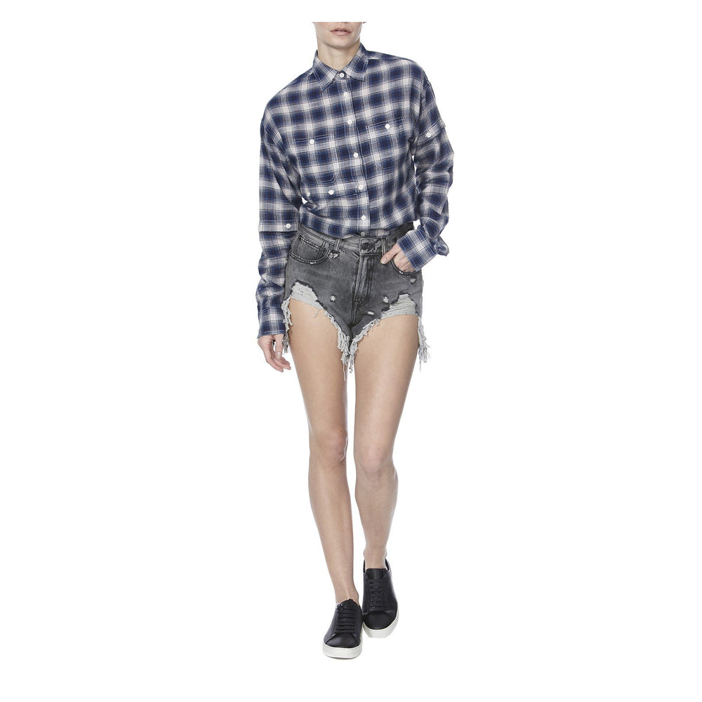 SHREDDED SLOUCHY SHORTS IN BLACK - THE BOX BOUTIQUE